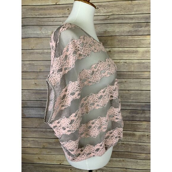 Free People XS Sheer Lace Top Balloon Style Gray - Picture 8 of 10